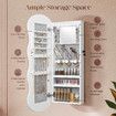 Lockable Mirror Cabinet Jewellery Box Armoire Door Wall Mounted Makeup Cosmetic Beauty Organiser Case with LED Lights Bedroom Dressing 44x10x106cm