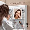 Lockable Mirror Cabinet Jewellery Box Armoire Door Wall Mounted Makeup Cosmetic Beauty Organiser Case with LED Lights Bedroom Dressing 44x10x106cm