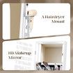 Full Length Floor Mirror Jewellery Cabinet Armoire Organiser Storage Shelf Free Standing Box Vanity Makeup Dressing with Wheels LED Lights 40x37x160cm