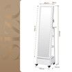 Full Length Floor Mirror Jewellery Cabinet Armoire Organiser Storage Shelf Free Standing Box Vanity Makeup Dressing with Wheels LED Lights 40x37x160cm