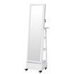 Full Length Floor Mirror Jewellery Cabinet Armoire Organiser Storage Shelf Free Standing Box Vanity Makeup Dressing with Wheels LED Lights 40x37x160cm