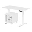 Electric Standing Desk Sit Stand Up Office White Computer Gaming Study Laptop Table Height Adjustable Home Furniture with Rotating Storage Cabinet