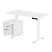 Electric Standing Desk Sit Stand Up Office White Computer Gaming Study Laptop Table Height Adjustable Home Furniture with Rotating Storage Cabinet