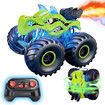 Remote Control Car, 2.4 GHz RC 4WD Monster Trucks for Boys Girls with Light and Sound, 2 Batteries,Dino Toys for Kids, Green