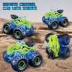 Remote Control Car, 2.4 GHz RC 4WD Monster Trucks for Boys Girls with Light and Sound, 2 Batteries,Dino Toys for Kids, Green