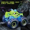 Remote Control Car, 2.4 GHz RC 4WD Monster Trucks for Boys Girls with Light and Sound, 2 Batteries,Dino Toys for Kids, Green