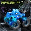 Remote Control Car, 2.4 GHz RC 4WD Monster Trucks for Boys Girls with Light and Sound, 2 Batteries,Dino Toys for Kids, Blue