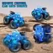 Remote Control Car, 2.4 GHz RC 4WD Monster Trucks for Boys Girls with Light and Sound, 2 Batteries,Dino Toys for Kids, Blue