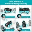 Remote Control Motorcycle, RC Dirt Bike with Light Music Drift RC Car Stunt Motorbike Gift for Kids,Blue