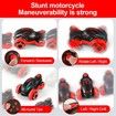 Remote Control Motorcycle, RC Dirt Bike with Light Music Drift RC Car Stunt Motorbike Gift for Kids,Red