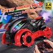 Remote Control Motorcycle, RC Dirt Bike with Light Music Drift RC Car Stunt Motorbike Gift for Kids,Red