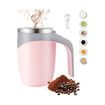 Automatic Stirring Coffee Mug, Stainless Steel Magnetic Rechargeable Electric Coffee Stirrer Mugs with Lid for Stir Office, Travel, Kitchen (Pink)
