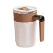 Self Stirring Coffee Mug with Temperature Display, Rechargeable Electric Magnetic Auto Stirring Coffee Mug with Lid for Coffee and Milk, Brown