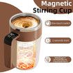 Self Stirring Coffee Mug with Temperature Display, Rechargeable Electric Magnetic Auto Stirring Coffee Mug with Lid for Coffee and Milk, Brown