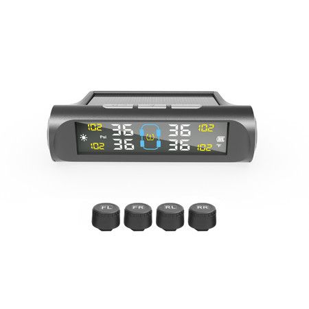Solar Car TPMS Tire Pressure Alarm Digital Colorful Display 4 External Sensors Waterproof Tire Presssure Monitoring System External Version