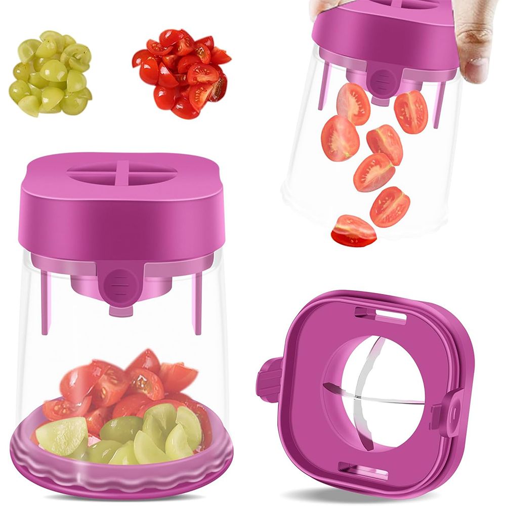 Extrusion Fruit Divider, Small Fruit Slicer, Strawberry Cutter, Quarter Fruit Slicer, Kitchen Accessories Cake Decoration Tool (Purple)