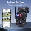 Solar-Powered 20X Zoom Dual Lens Security Camera with AI Human Detection, 50M Night Vision, IP66 Waterproof, 2-Way Audio for Indoor/Outdoor