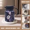 Raidley Vintage Floral Pattern Tea Thermos,Doresty Thermos Tea Pot,Vintage Floral Pattern Tea-Built-In Infuser,Stainless Steel Thermal Carafe,Dark
