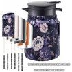 Raidley Vintage Floral Pattern Tea Thermos,Doresty Thermos Tea Pot,Vintage Floral Pattern Tea-Built-In Infuser,Stainless Steel Thermal Carafe,Red