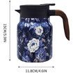 Raidley Vintage Floral Pattern Tea Thermos,Doresty Thermos Tea Pot,Vintage Floral Pattern Tea-Built-In Infuser,Stainless Steel Thermal Carafe,Blue