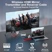 Wireless HDMI Transmitter and Receiver, Portable Wireless HDMI Extender Kit, Plug and Play,5GHz 1080P 60fps Video Audio Projection for Laptop