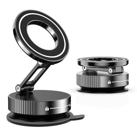 Vacuum Magnetic Phone Holder Suction Magnetic 360 Degree Adjustable Car Phone Holder,Cell Phone Holders with Adhesive Paper(Black)