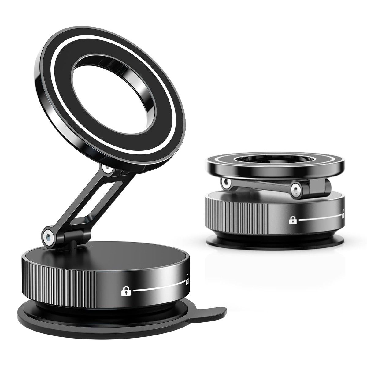 Vacuum Magnetic Phone Holder Suction Magnetic 360 Degree Adjustable Car Phone Holder,Cell Phone Holders with Adhesive Paper(Black)