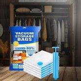 5 Pack Vacuum Bags With Hand Pump Airtight Reusable Space Saver Compression Storage Bags With Ziplock For Clothes,Blankets Storage,Pillows,Travel
