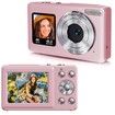 Digital Camera 4K 48MP Kids Camera,Dual Screen Autofocus Point and Shoot Digital Cameras with 64GB SD Card,16X Zoom,Built-in Batteries,Pink