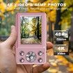 Digital Camera 4K 48MP Kids Camera,Dual Screen Autofocus Point and Shoot Digital Cameras with 64GB SD Card,16X Zoom,Built-in Batteries,Pink
