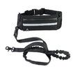 Running Waist Bag with Reflective Dog Walking Leash for Night Jogging with Leash for Outdoor Activities, Black