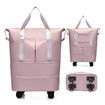 Pink Large Capacity Travel Bag Waterproof Expandable Universal Wheels 3 Pockets Free Password Lock Dry & Wet Separation