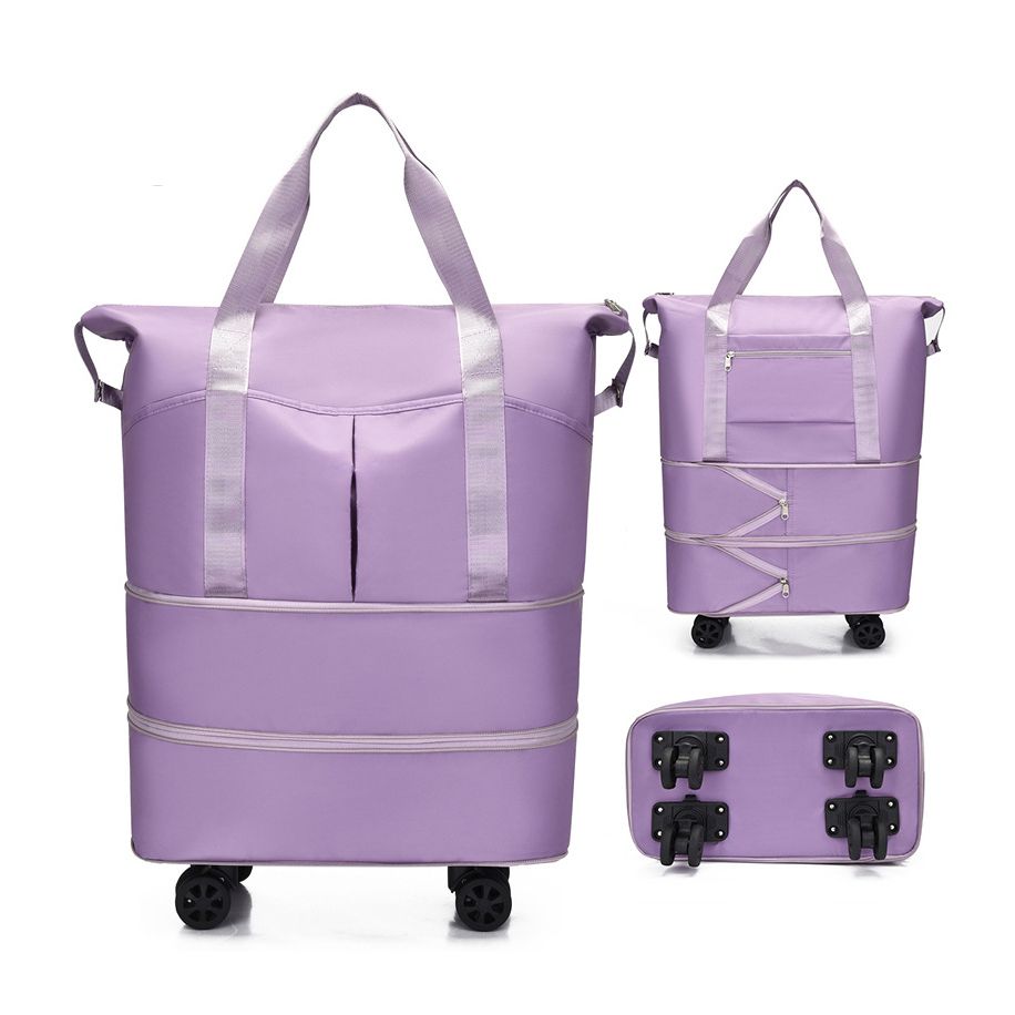 Violet Large Capacity Travel Bag Waterproof Expandable Universal Wheels 3 Pockets Free Password Lock Dry & Wet Separation