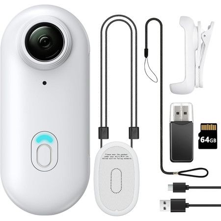 64GB FHD 1080P Mini Body Camera,Wearable Action Body Cam,Thumb Size Hands Free Recording Body Worn Camera,Premium Portable Camcorder (White)