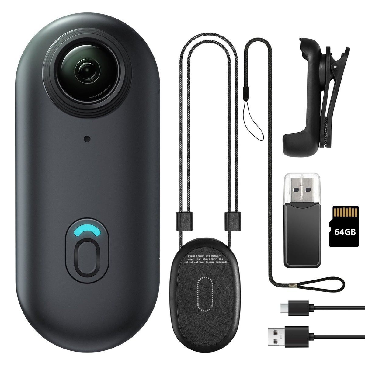 64GB FHD 1080P Mini Body Camera,Wearable Action Body Cam,Thumb Size Hands Free Recording Body Worn Camera,Premium Portable Camcorder (Black)