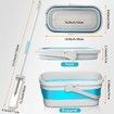 1 set Mop Pads Aluminum Flat Mop and Bucket Set with Wringer Foldable Silicone Mop Head No Electricity Needed Floor Cleaning