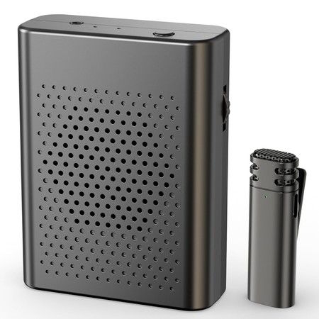 Wireless Voice Amplifier with Wireless Lavalier Lapel Microphone,PA System Portable Speaker Cordless Condenser Recording Mic for Teacher,Streaming