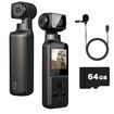 4K Body Camera 64GB with External Microphone,Mini Video Audio Pocket Cam 270 Degree Rotation Camera for Outdoor Sport,Bike,Travel,Police Law Enforcement
