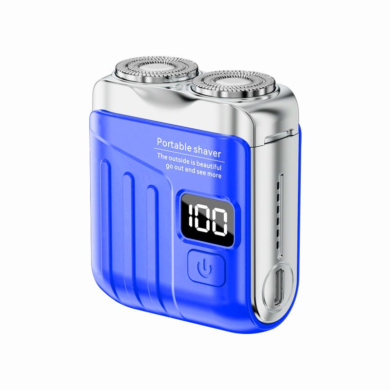 Blue Magnetic Electric Shaver Mini Rechargeable Portable Washable Beard Razor for Men Super Clean