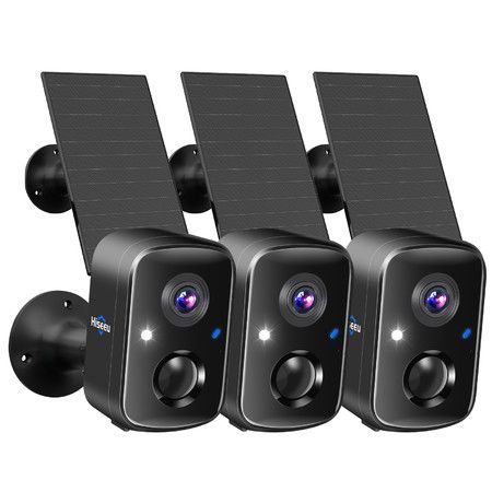 Solar Security Cameras Wireless Outdoor,Battery Powered 3K 4MP Surveillance Indoor WiFi Smart Cameras,Motion Detection,Night Vision,2 Way Audio (3Pack)