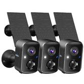 Solar Security Cameras Wireless Outdoor,Battery Powered 3K 4MP Surveillance Indoor WiFi Smart Cameras,Motion Detection,Night Vision,2 Way Audio (3Pack)