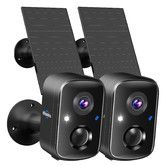 Solar Security Cameras Wireless Outdoor,Battery Powered 3K 4MP Surveillance Indoor WiFi Smart Cameras,Motion Detection,Night Vision,2 Way Audio (2Pack)