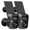 Solar Security Cameras Wireless Outdoor,Battery Powered 3K 4MP Surveillance Indoor WiFi Smart Cameras,Motion Detection,Night Vision,2 Way Audio (2Pack)