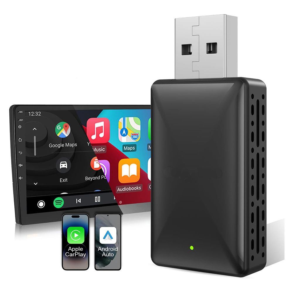 2 in 1 Wireless CarPlay Adapter for Apple iPhone and Android Auto Wireless Adapter Play and Plug Wired to Wireless Carplay