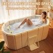 120 CM Foldable Bathtubs,Portable Freestanding Bathtubs with Lid, Hot Bath and Ice Bath Tub, Home SPA Soaking Bathtub for Adults Children Easy Storage