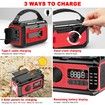 12000mAh Emergency Hand Crank Portable Solar Radio AM/FM/NOAA Weather Radio with 2 Solar Panels,SOS Alarm,Flashlight,Phone Charger,Compass,Reading Lamp,Red