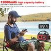 12000mAh Emergency Hand Crank Portable Solar Radio AM/FM/NOAA Weather Radio with 2 Solar Panels,SOS Alarm,Flashlight,Phone Charger,Compass,Reading Lamp,Red