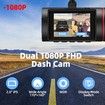 Dual Dash 1080P Cam Front Car Camera Infrared Night Vision Loop Recording G-Sensor 24H Park Park Monitor