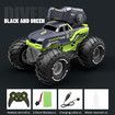 Remote Control Monster Truck All Terrain 4WD Amphibious RC Car and Boat with Water Spray Shooting Waterproof Toy Gift for Kids, Green