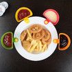 4PC Colorful Table Bowls Clip on Dip Holders,For Tomato Sauce,Salt,Vinegar,Sugar,Spices Party Ware